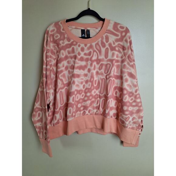 Adidas‎ Womans Sz 1X Orange Animal Print 11 Honore Crew Neck Cropped Sweatshirt - Picture 1 of 13